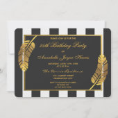 Invitation 25e Anniversaire Plumes d'or Blancs noirs (Dos)