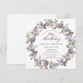 Invitation 25e anniversaire Purple Lilac Carré de fleurs de p (Devant / Derrière)