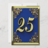 Invitation 25e anniversaire Regal Gold Blue Salutation ou (Devant)