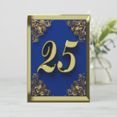 Invitation 25e anniversaire Regal Gold Blue Salutation ou (Debout devant)