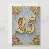 Invitation 25e anniversaire Regal Gold Marble Salutation ou (Devant)