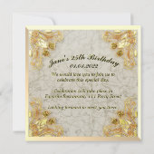 Invitation 25e anniversaire Regal Gold Marble Salutation ou (Dos)