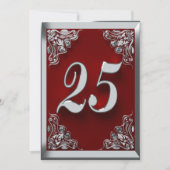 Invitation 25e anniversaire Regal Silver Red Greeting ou (Devant)