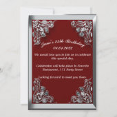 Invitation 25e anniversaire Regal Silver Red Greeting ou (Dos)