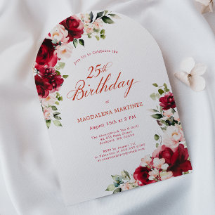 Invitation 25e anniversaire Rose rose rose rose rose arche fl