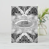 Invitation 25e anniversaire Silver Black Damask &  (Debout devant)