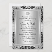 Invitation 25e anniversaire Silver Black Damask &  (Dos)