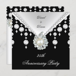 Invitation 25e anniversaire Silver Black White Pearl 2