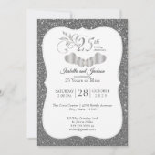 Invitation 25e Anniversaire Silver Glitter (Devant)