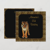 Invitation 25e anniversaire Tigre avec cadre Poster de animal (Devant / Derrière)