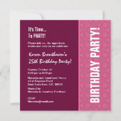 Invitation 25e anniversaire Vin moderne et Motif rose (Devant)