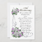 Invitation 25e anniversaire vow renouveau élégant Roses blanc (Devant)