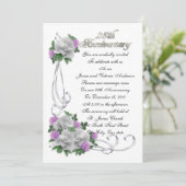 Invitation 25e anniversaire vow renouveau élégant Roses blanc (Debout devant)