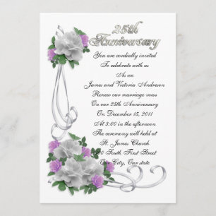 Invitation 25e anniversaire vow renouveau élégant Roses blanc