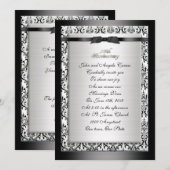 Invitation 25e anniversaire vow renouvellement damas formel (Devant / Derrière)