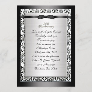Invitation 25e anniversaire vow renouvellement damas formel