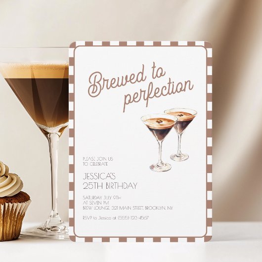 Invitation 25e Espresso Martini Rupture Brown fête d'annivers