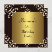 Invitation 25e fête d'anniversaire Black Gold Elit (Devant / Derrière)