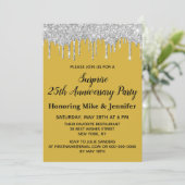 Invitation 25e Gold Black Silver Surprise Anniversaire Party (Debout devant)
