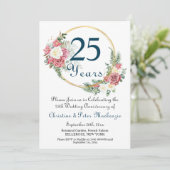 Invitation 25e Mariage d'argent Anniversaire Rose Gold Frame (Debout devant)