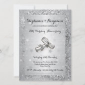 Invitation 25e Mariage d'argent Parties scintillant élégante (Devant)
