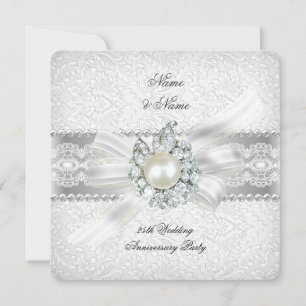 Invitation 25e Mariage du parti Silver Anniversaire Lace Pear