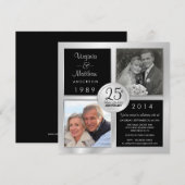 Invitation 25e Noces d'argent avec des photos du passé et du  (Devant / Derrière)