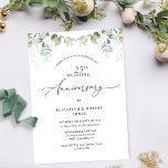 Invitation 25e (ou autre) anniversaire Mariage de la verdure<br><div class="desc">Célébrez la joie de votre anniversaire de mariage avec cet élégant invitation d'anniversaire ! Possibilité d'ajouter n'importe quel numéro anniversaire dont vous avez besoin. Design avec une aquarelle exquise feuilles de verdure Eucalyptus encadrant vos détails d'anniversaire. Votre phrase "numéro Mariage Anniversaire" dans un magnifique mélange de calligraphie manuscrite et de...</div>