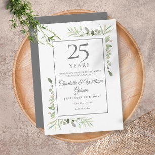 Invitation 25e Save the Date Anniversaire de Mariage Fleurs d