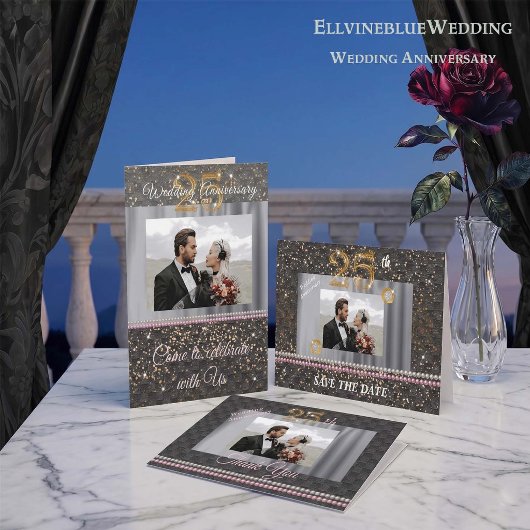 Invitation 25e Save the Date de l'anniversaire de mariage d'a
