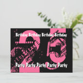 Invitation 25ème 29ème anniversaire rose et noir (Debout devant)