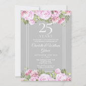 Invitation 25ème Anniversaire de Mariage Roses Fleuris (Devant)