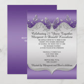 Invitation 25ème anniversaire de papillons fleuris argentés (Devant / Derrière)