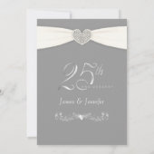 Invitation 25ème Argent de cru d'invitation de fête (Dos)