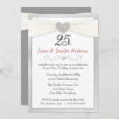 Invitation 25ème Argent de cru d'invitation de fête (Devant / Derrière)