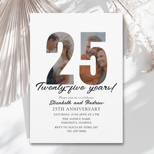 Invitation 25th Anniversary with Photo Minimalist