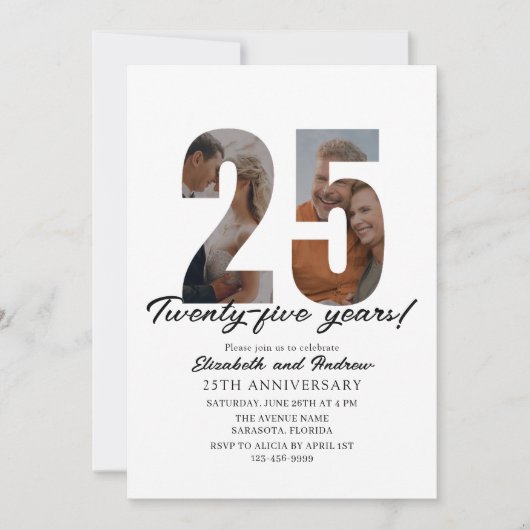 Invitation 25th Anniversary with Photo Minimalist (Devant)