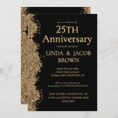 Invitation 25th Wedding Anniversary Gold Faux Glitter  (Devant / Derrière)