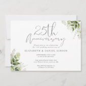 Invitation 25th Wedding Anniversary Greenery Floral Photo (Devant)