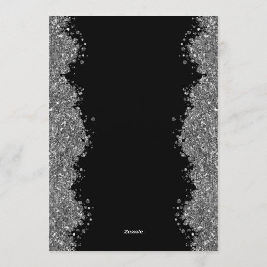 Invitation 25th Wedding Anniversary Silver Faux Glitter  (Dos)