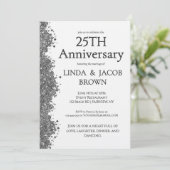 Invitation 25th Wedding Anniversary Silver Faux Glitter (Debout devant)