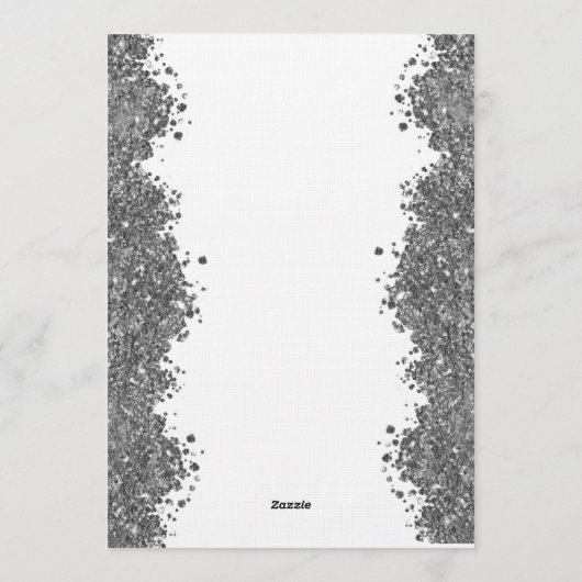 Invitation 25th Wedding Anniversary Silver Faux Glitter  (Dos)