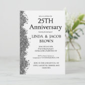 Invitation 25th Wedding Anniversary Silver Faux Glitter  (Debout devant)