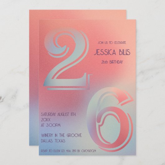 Invitation 26e anniversaire (Devant / Derrière)