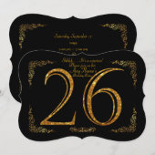 Invitation 26ème, Gatsby de fête d'anniversaire 26ème, grand, (Devant / Derrière)