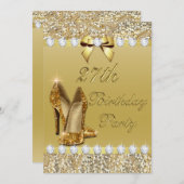 Invitation 27e anniversaire Classy Gold Heels Sequins Diamond (Devant / Derrière)