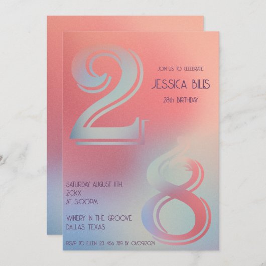 Invitation 28e anniversaire (Devant / Derrière)