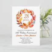 Invitation 28e anniversaire du Mariage Automne Floral Garland (Debout devant)