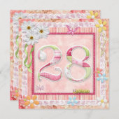 Invitation 28e anniversaire style scrapbooking (Devant / Derrière)