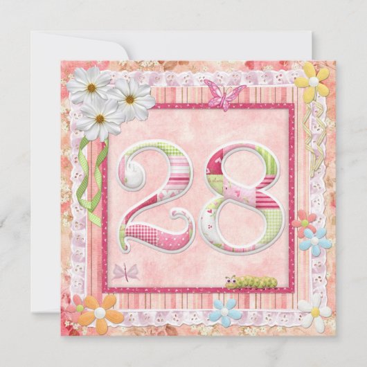 Invitation 28e anniversaire style scrapbooking (Devant)